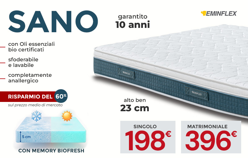 Fino al 60% di risprmio sul nuovo materasso Sano